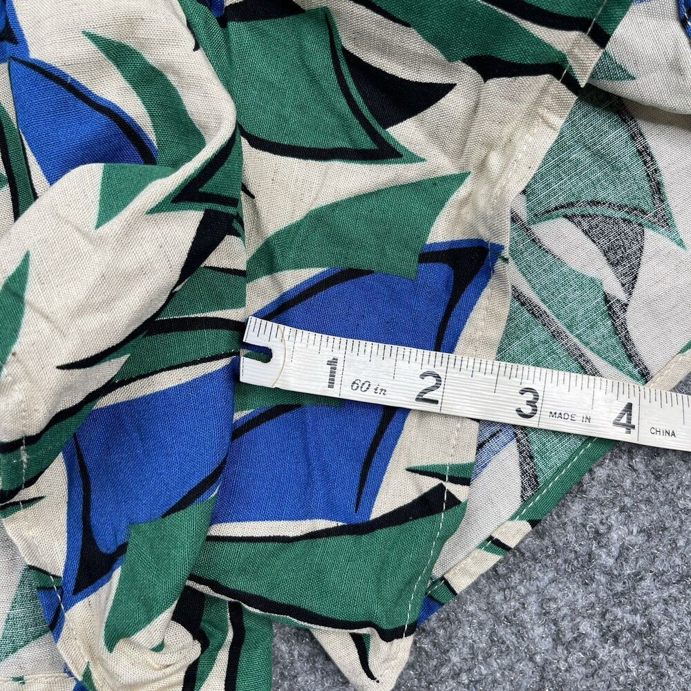 Zara Shorts Womens Medium Viscose Cotton Linen High Rise Zip Back Blue Green - Picture 9 of 10